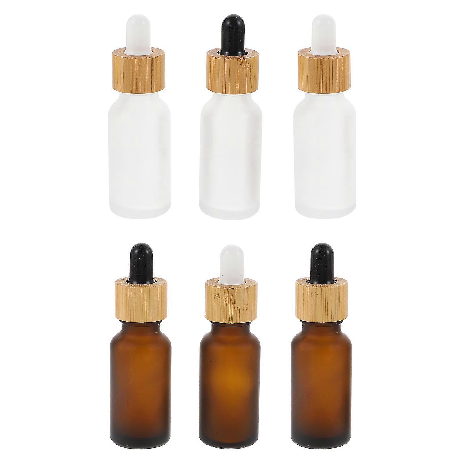 Dispensing Round Dropper Design Empty Bottle for Daily Use with Glass Wood Material Assorted Color Function 6Pcs