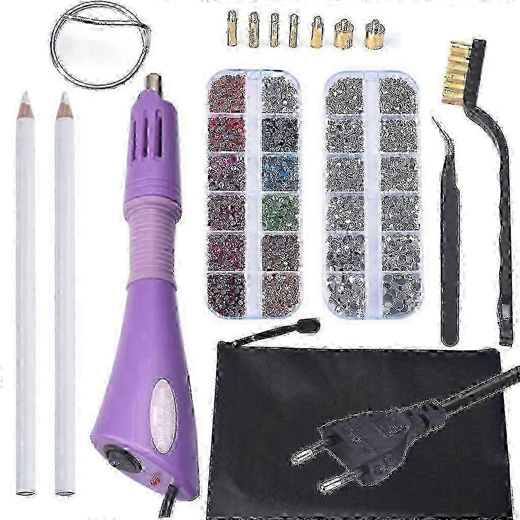 Hotfix Applicator Tool Kit DIY Hot Fix Rhinestones with 7 Tips Support Stand Tweezers Cleaning Brush Wax Pencils Kit YVL