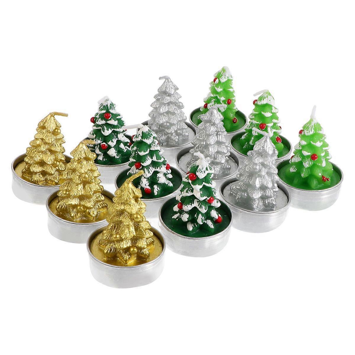 Vegyes színű karácsonyi imádnivaló füstmentes gyertyák dekorációhoz 12 db