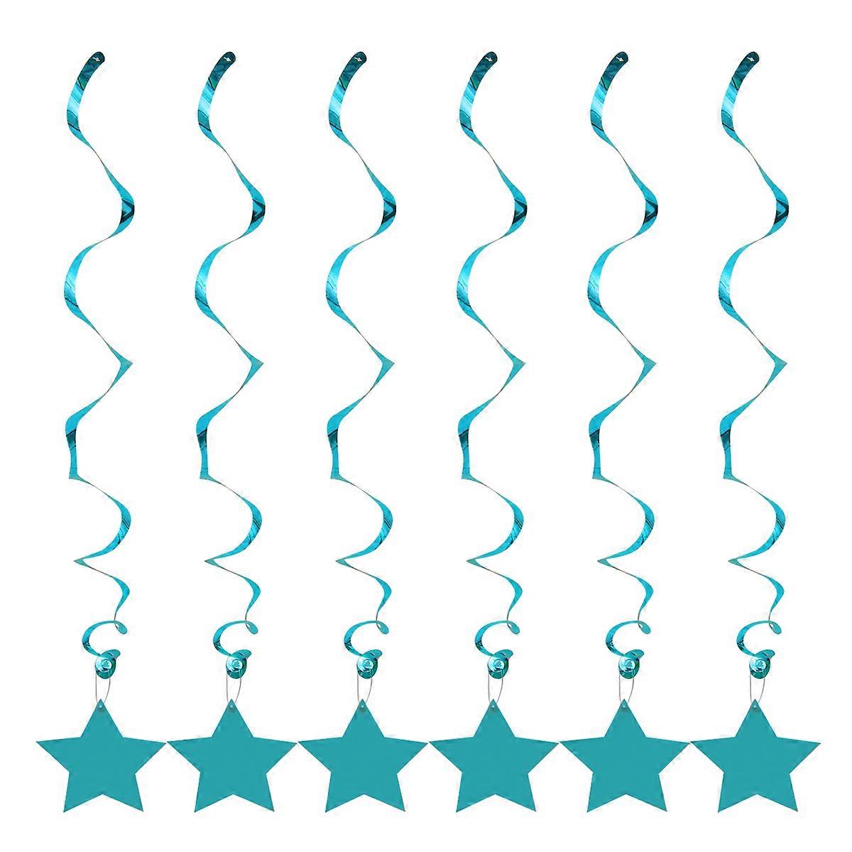 Star Hanging Swirls Blue Pentagram Shaped Spiral Ornaments for Decoration 12Pcs