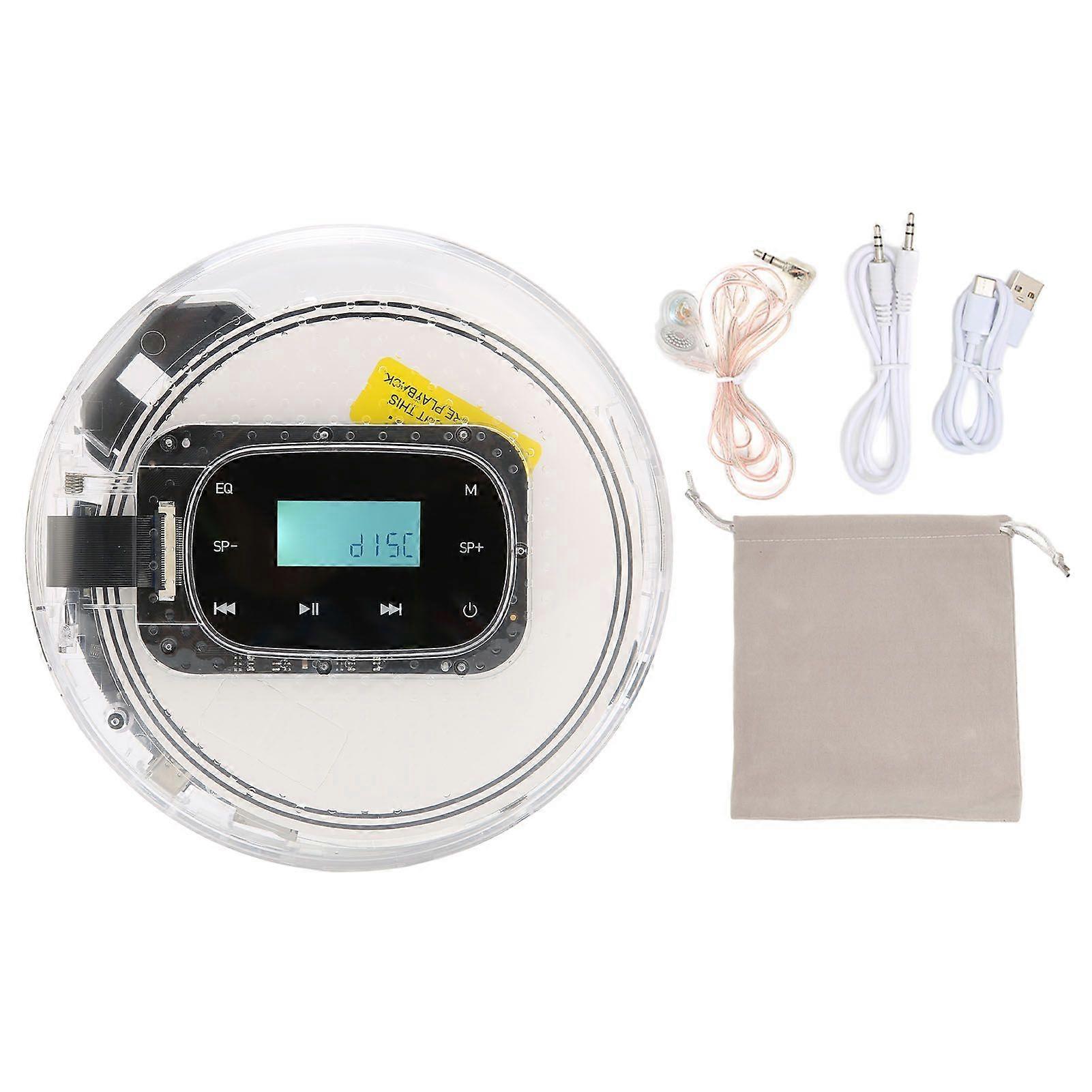 Portable CD Player Multifunction USB C Rechargeable Car CD Player with Earphones for Home Travel Car