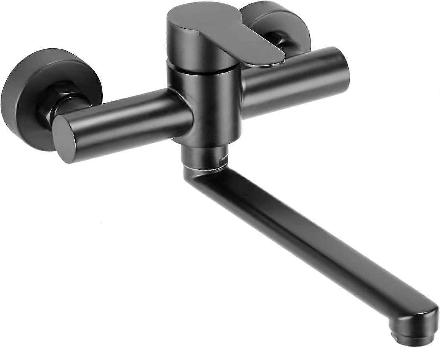 Stylish Kitchen Faucet, Space-saving Wall-mounted Design With Dual Hole Mounting, 304 Stainless Steel 360° Rotate Basin Faucet With Spray Gun For