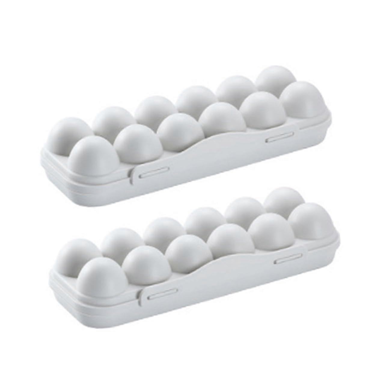 Stackable Plastic Egg Holder 2Pack FreshKeeping Box For Refrigerator Organization SpaceSaving Egg Carrier