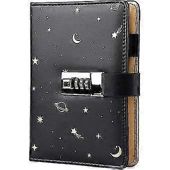 Leather Journal With Lock, Refillable Paper Binder Password Diary, Secret A6 Writing Hardcover Noteb