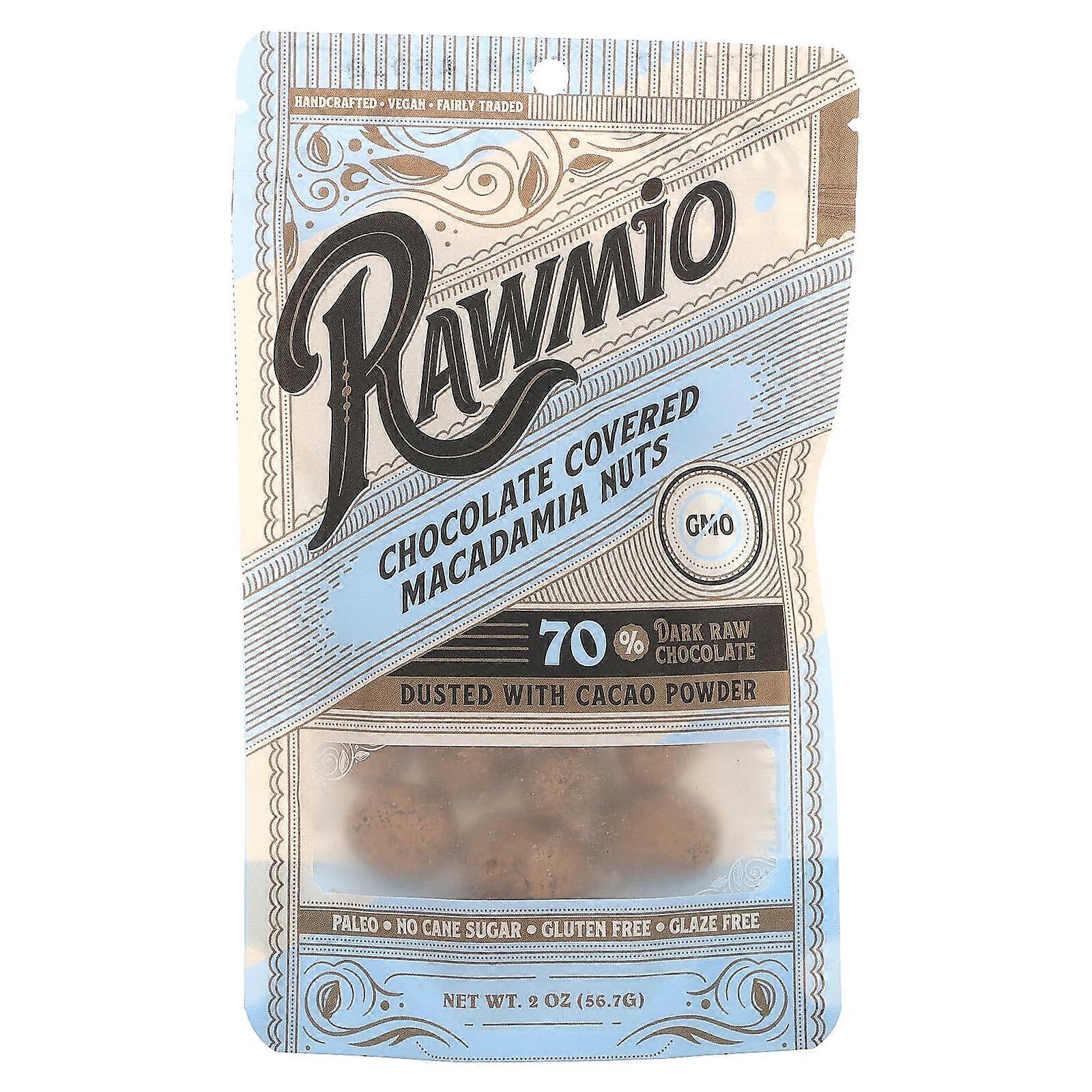 Chocolate Covered Macadamia Nuts, 70% Dark Raw Chocolate, 2 oz (56.7 g)