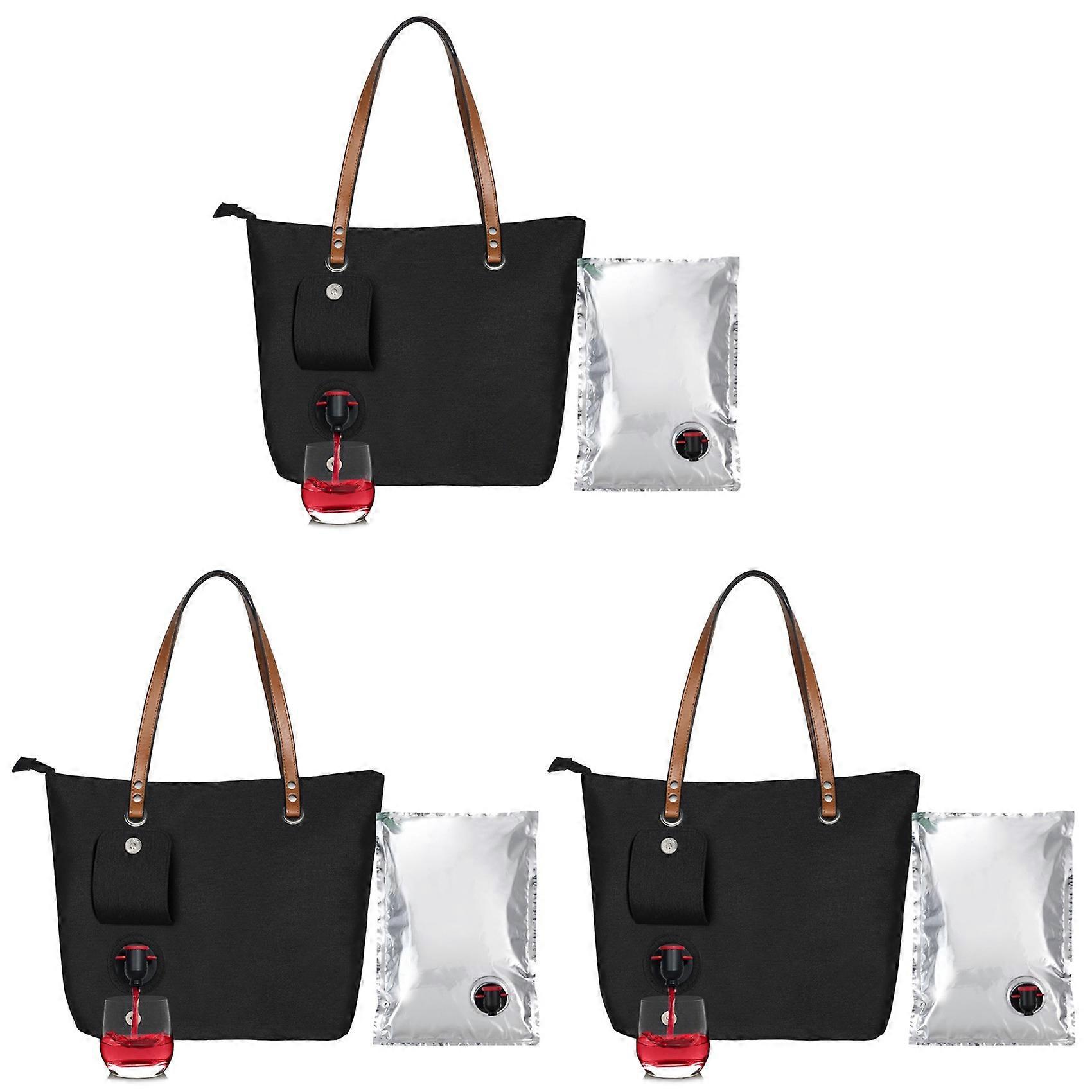 3X Wine Tote Bag, Beach Cooler for Travel Gift, Leakproof Insulated Purse Carrier with Hidden Spout Compartments