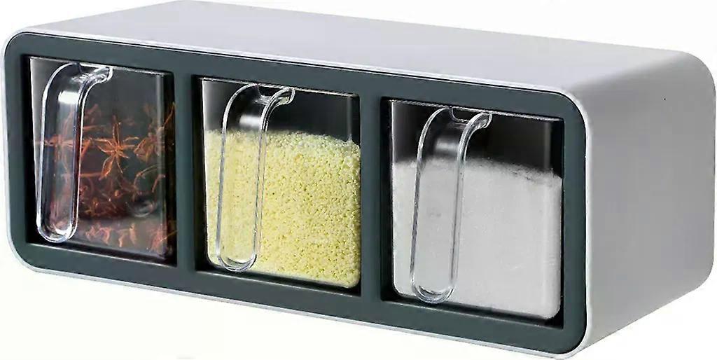 Cereal dispenser with 3 removable compartments, black and white plastic,