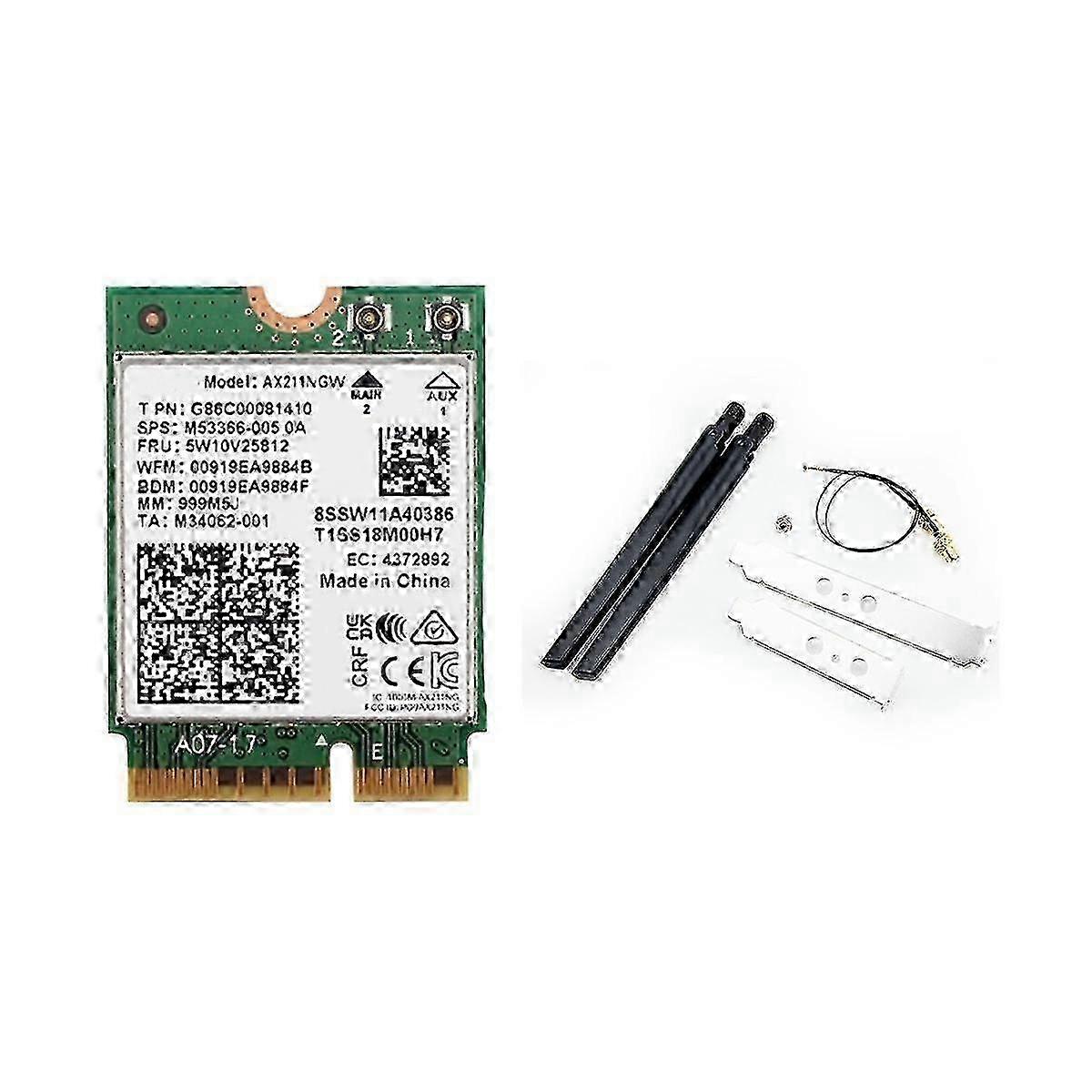 AX211NGW Dual Antenna WiFi 6E M.2 Key E CNVio2 Card with Bluetooth