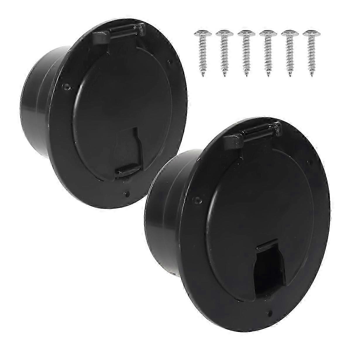 2-Pack, RV Hatch Covers Round Electric Cable Hatch for RV Trailer RV Power Cord Hatch Cover with Scr