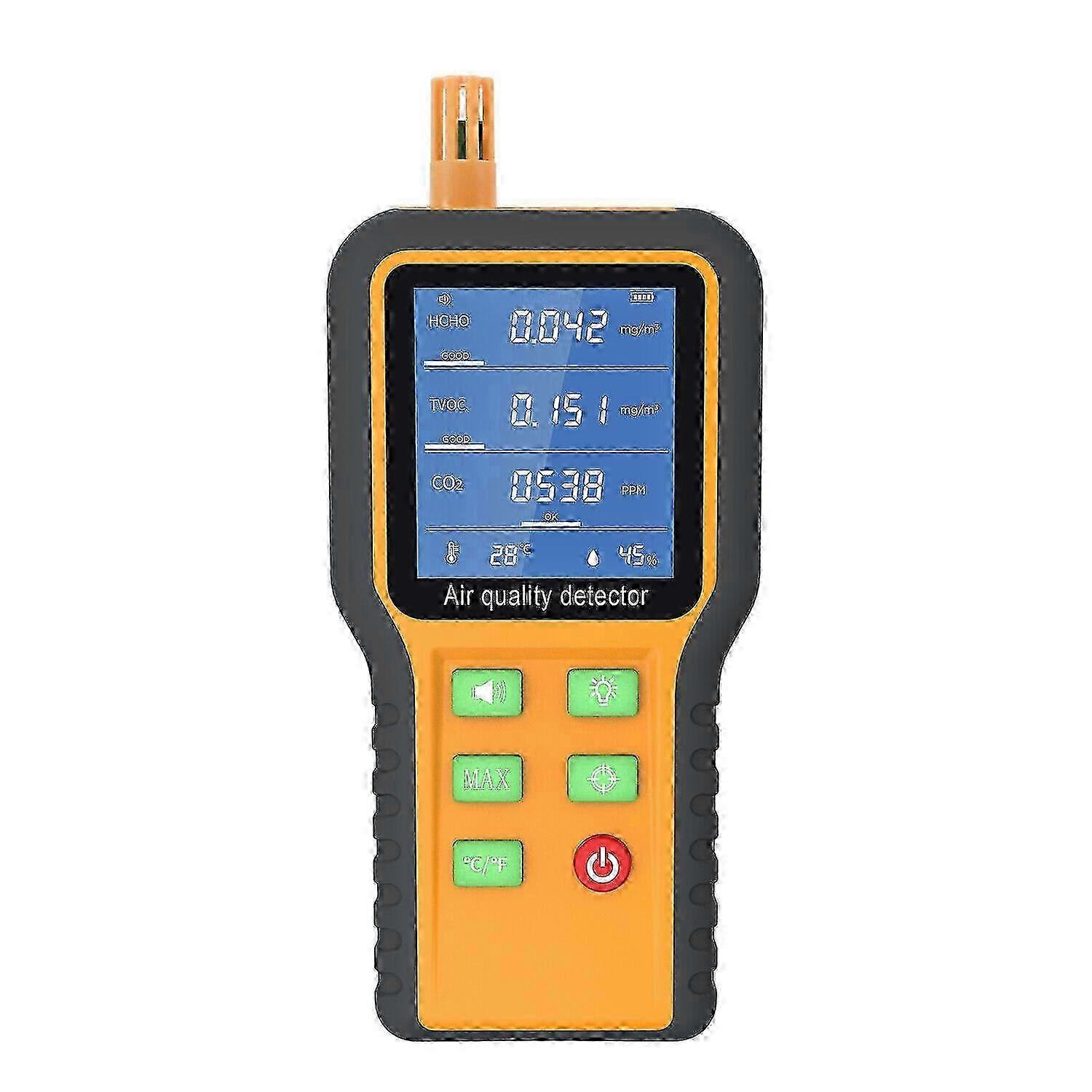 Air Quality Detector T/h Sensors Co2 Tester Lcd Display With Backlit Carbon Dioxide Tvoc Hcho Value Temperature Humidity Detect