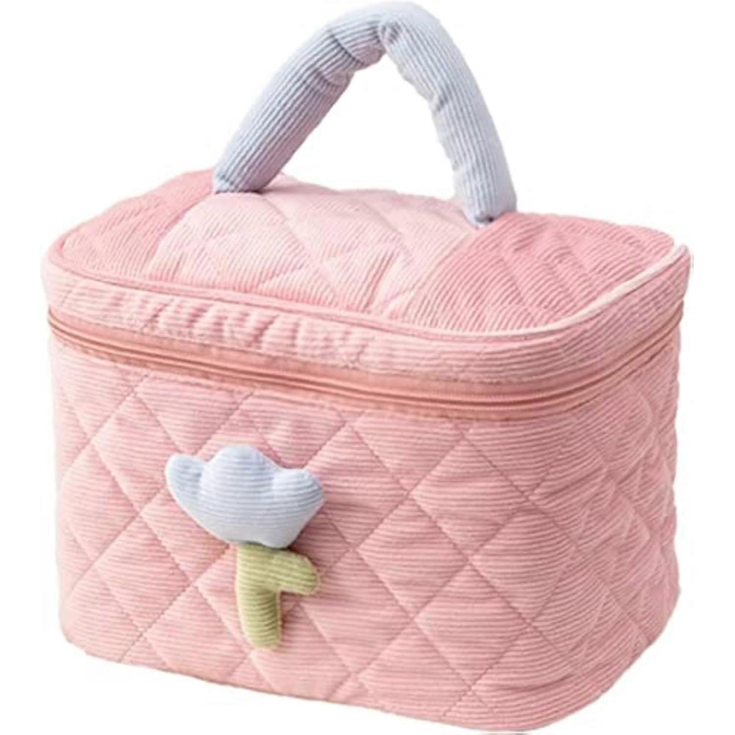 Easy To Carry Makeup Bag, Exquisite Plant Pattern Makeup Bag For Bedroom