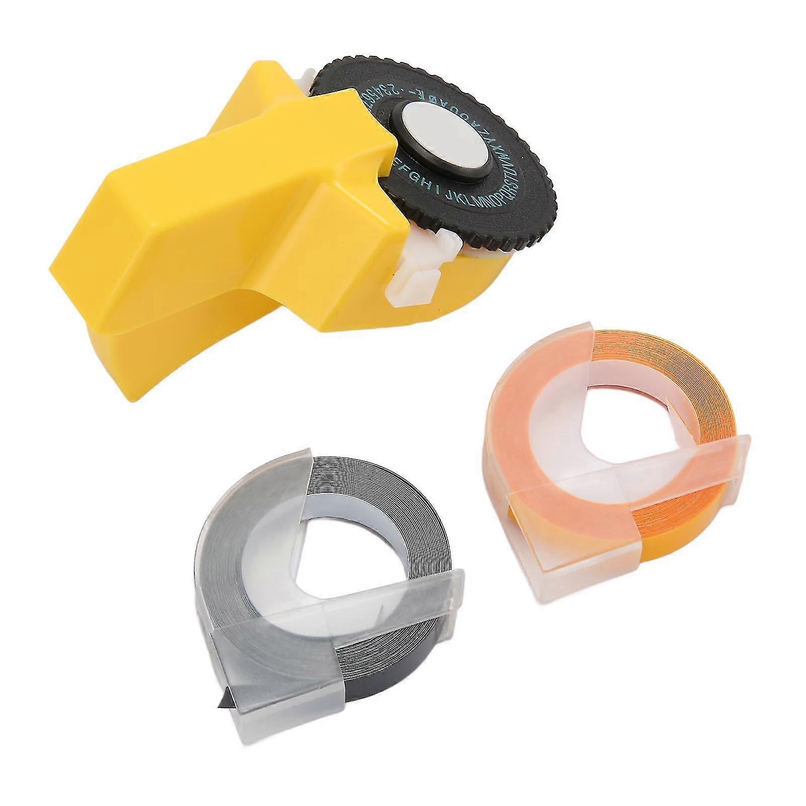Embossing Label Maker Multipurpose Portable Embossing Label Maker Machine with 2 Rolls Tapes for Home and Office Yellow