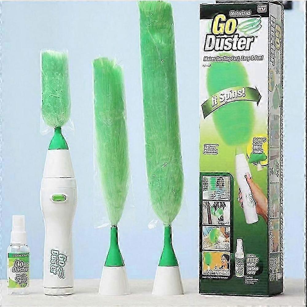 Electric Motorized Duster Cleaning Tool with Feather Brush Heads