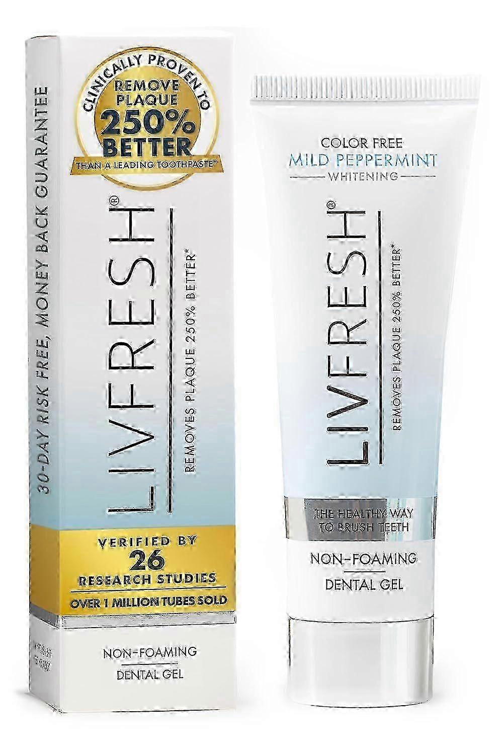 suitable for Livfresh Toothpaste Gel, Clinically Proven To Remove Plaque 250% Better 50ml-jc
