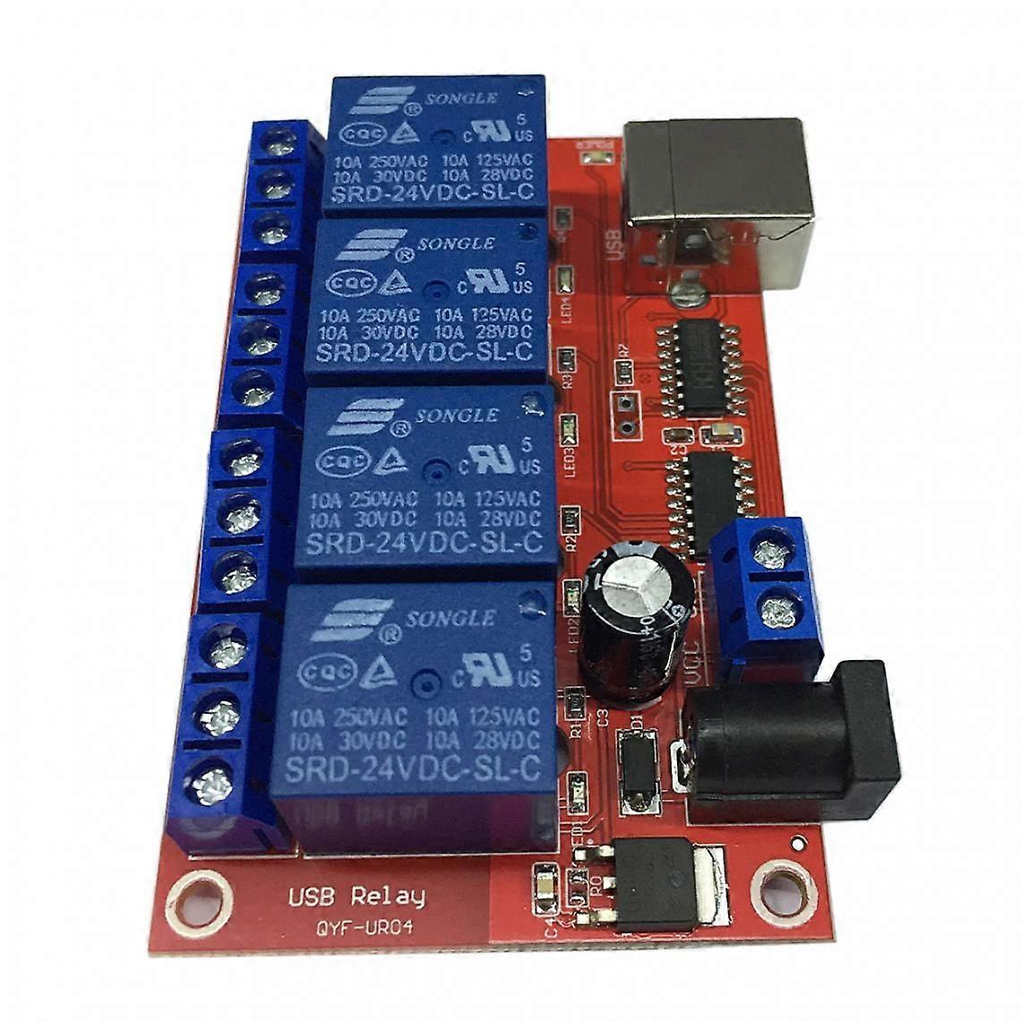 HID 4 Channel USB Relay Module No Drive USB Relay for 24V MCU Control