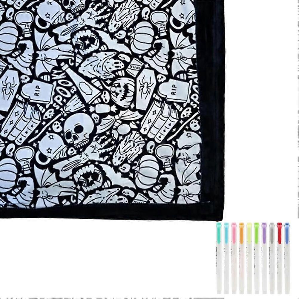 Blanket Coloring Kit with 10 Fabric Markers Fun Learning Artistic Expression for Home Decor