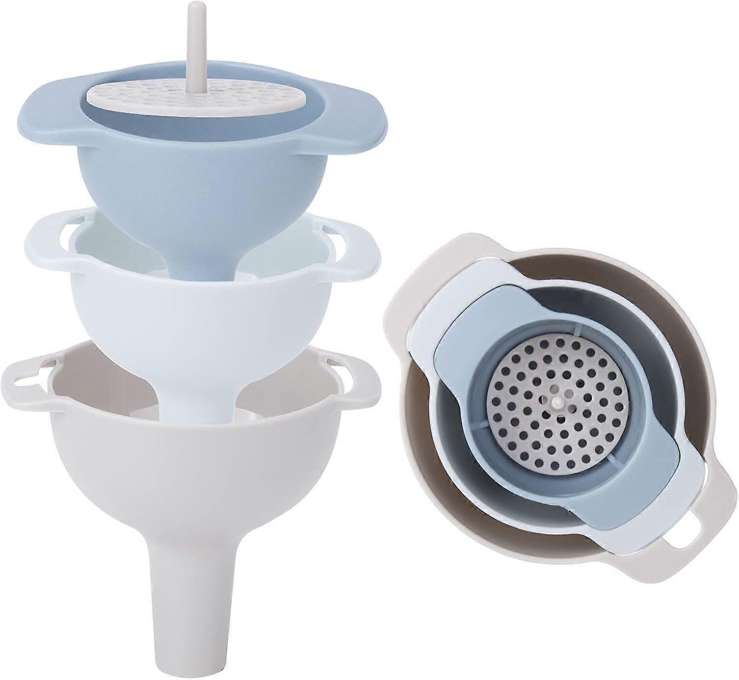 New style Funnels, 4 In 1 Plastic Funnel with Lmell Strainer Filter, Funnels Set