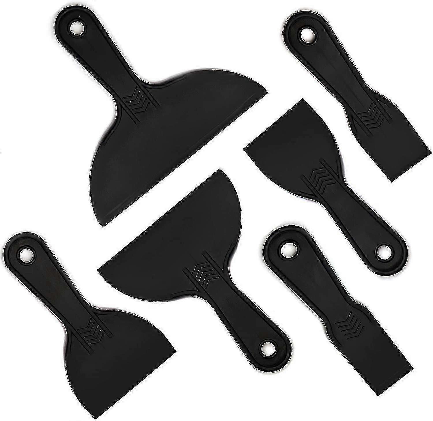 Set of 6 spatulas, plastic painter's spatula with handles, plaster spatula, scraper, palette knife, scratches, wood putty, spatula for scraping wallpa