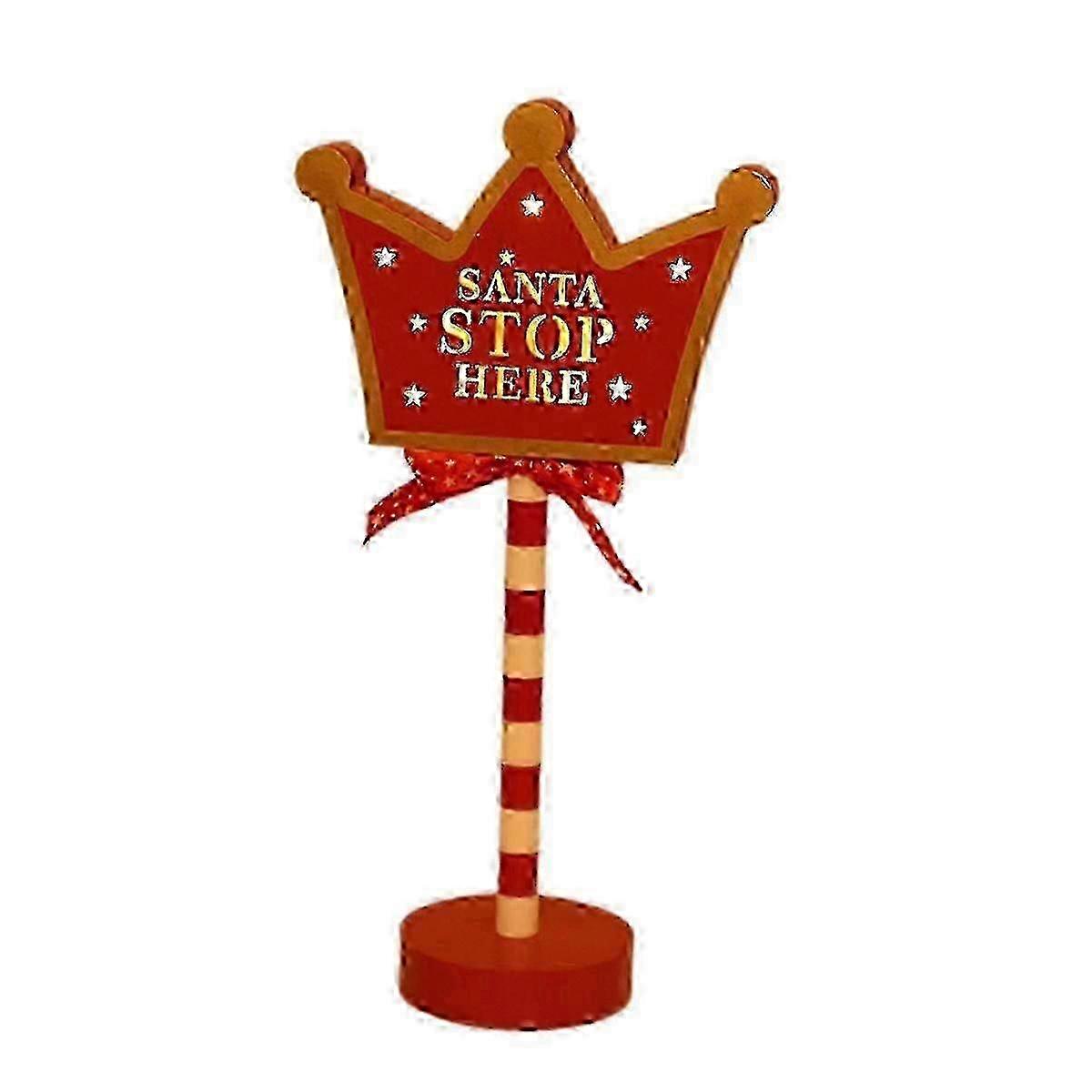 For Christmas Vintage Lights North Pole Sign Led Light Street Sign Christmas Wooden Tabletop Decoration Christmas Decor E
