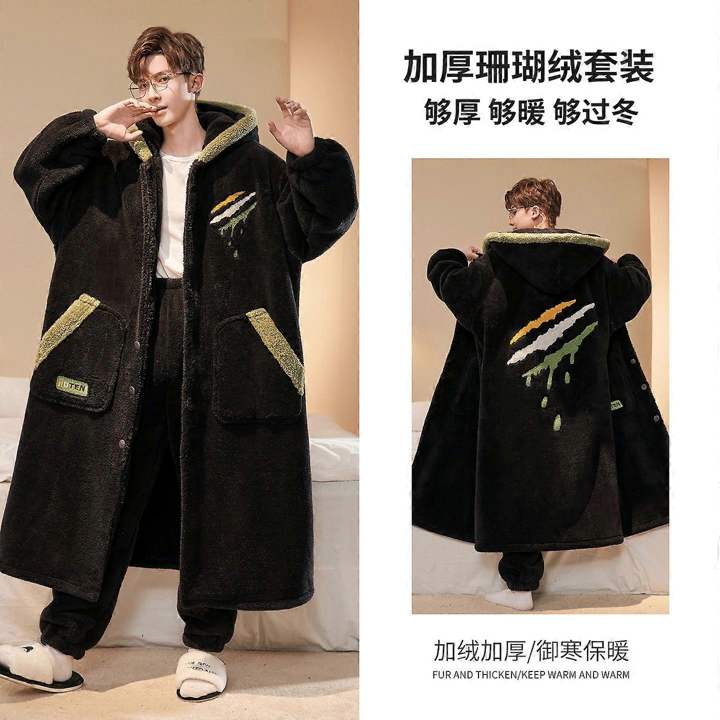 Winternachthemd van dik koraalfleece voor heren