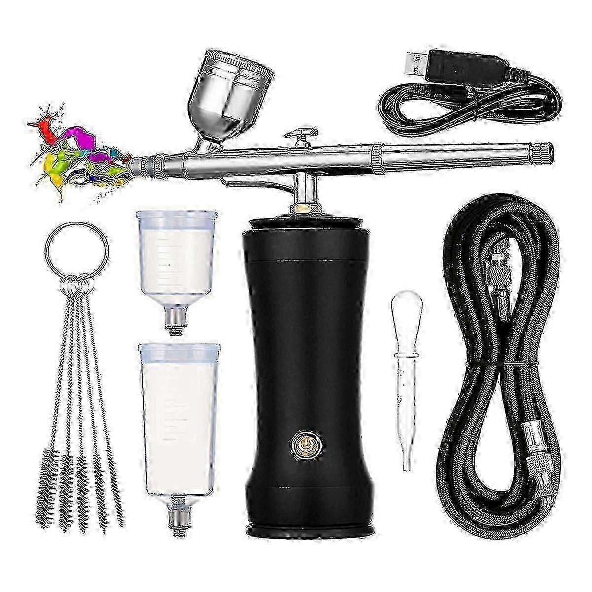 Airbrush Kit with Compressor,30PSI Cordless AirbrushGun Kit with Air Hose Rechargeable Handheld Air hwy