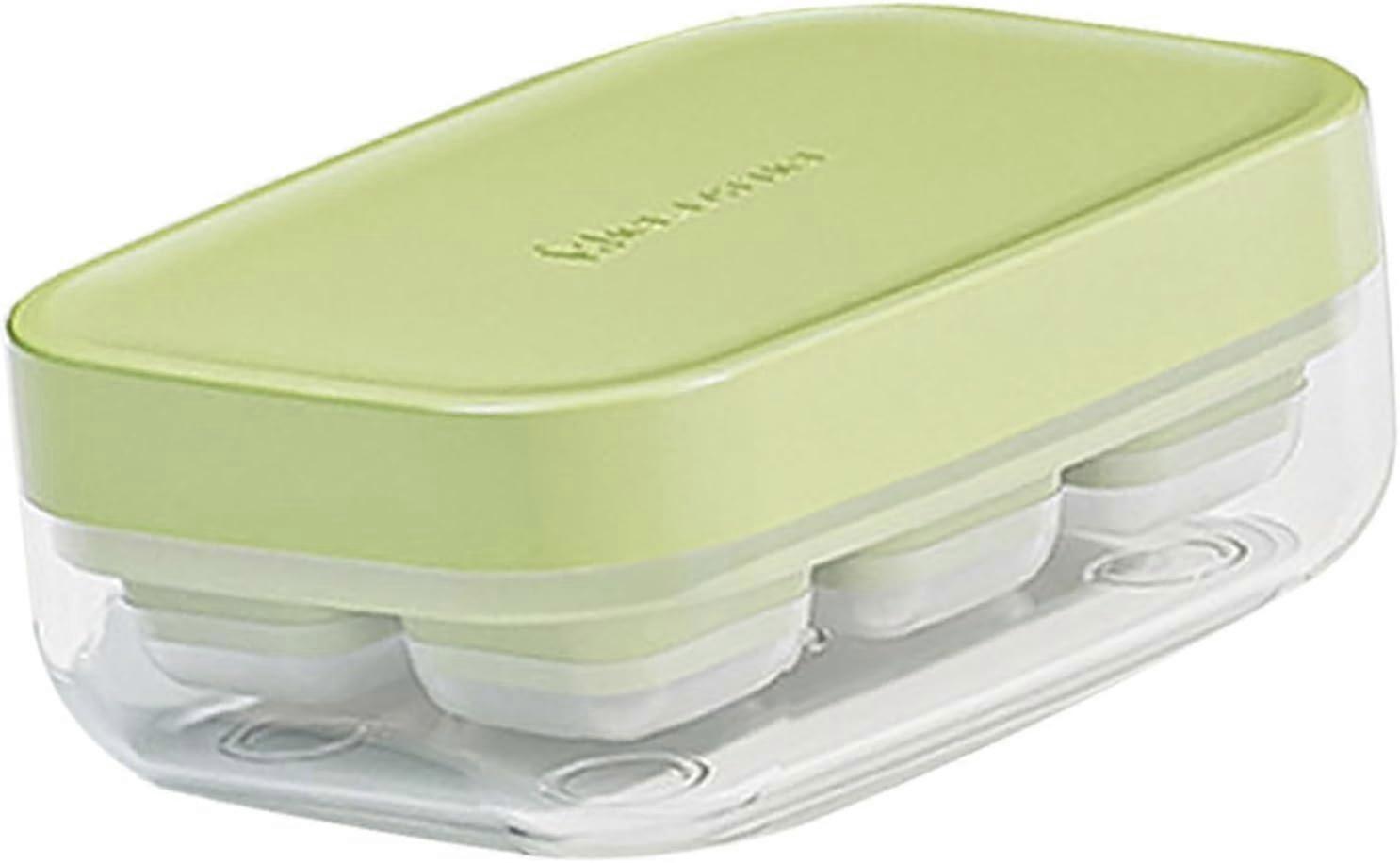 Ice Mold, Durable Soft Bottom Stackable Home Ice Tray (green)