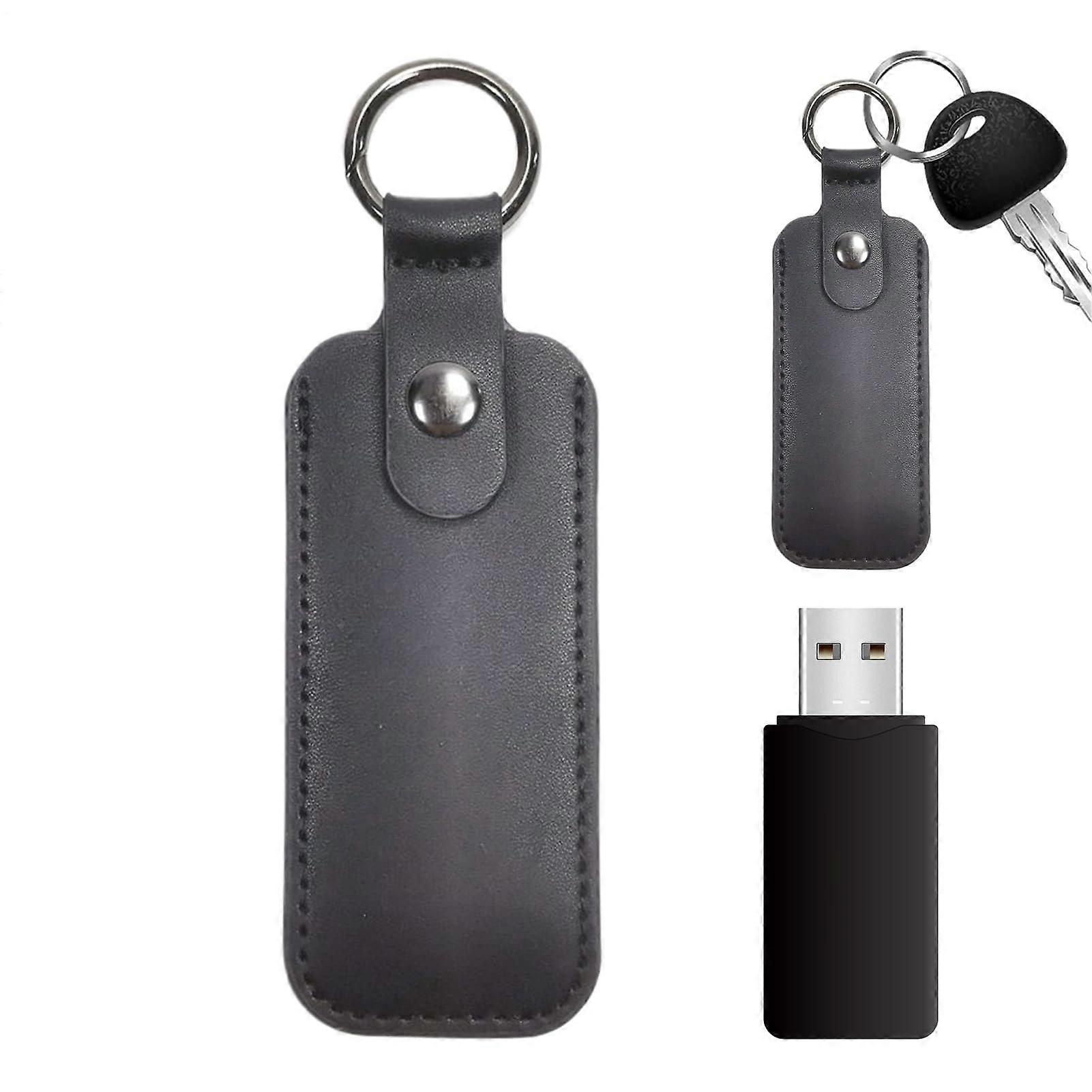 USB Case Artificial Leather Flash Drive Organizer Memory Stick Pouch Backup Data Storage Black