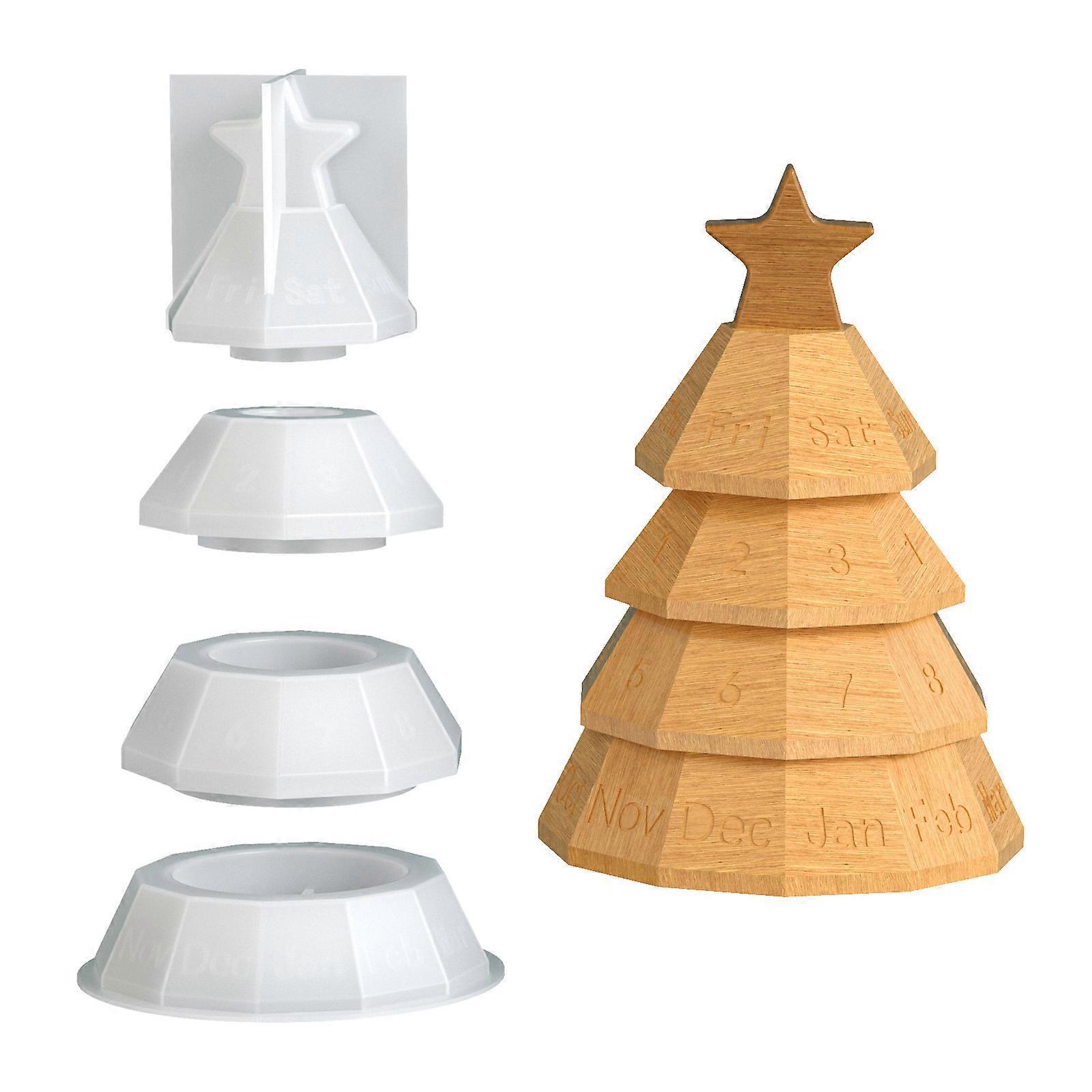 Stackable Christmas Tree Silicone Mold Multi layer Resin Container Mold For Resin Jewelry Storage Box Crafting With Lid Multicolor