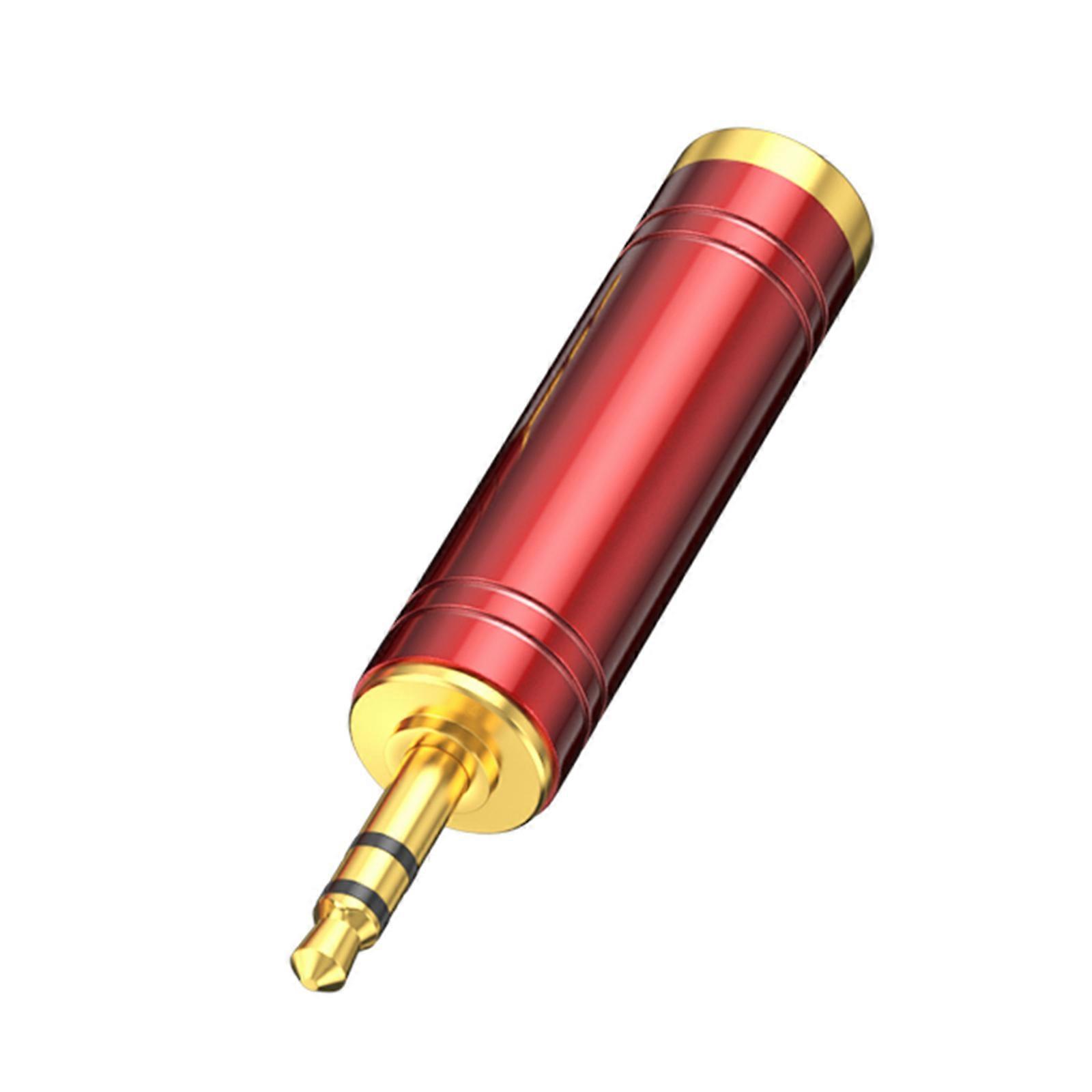 Universal 6.35mm 3.5mm Sound Interfaces Converters Reinforced Metal Stable Plugs Play Connectivitys  Red