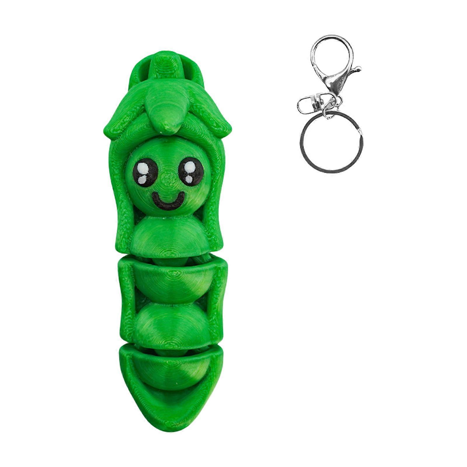 Detachable Pea Pod Shape Keychain 3D Printed Plastic Keyring Playful Decors Cartoon Collector Keychain For Adults Multicolor