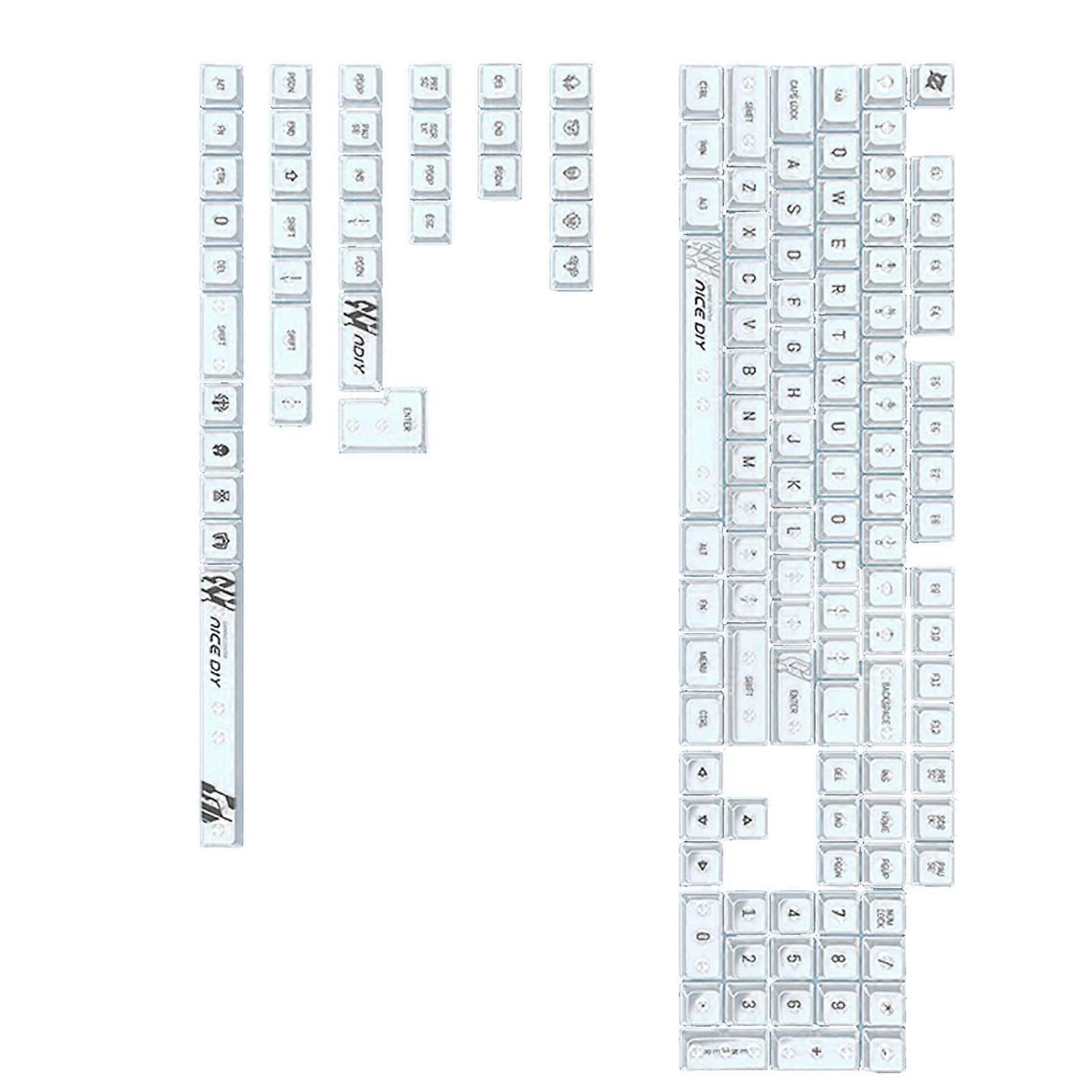 Quality ABS Keycap Set, MDA Profile, Full Coverage for 61/68/75/84/87/98/104/108 MX Switches Mechanical Keyboards  White