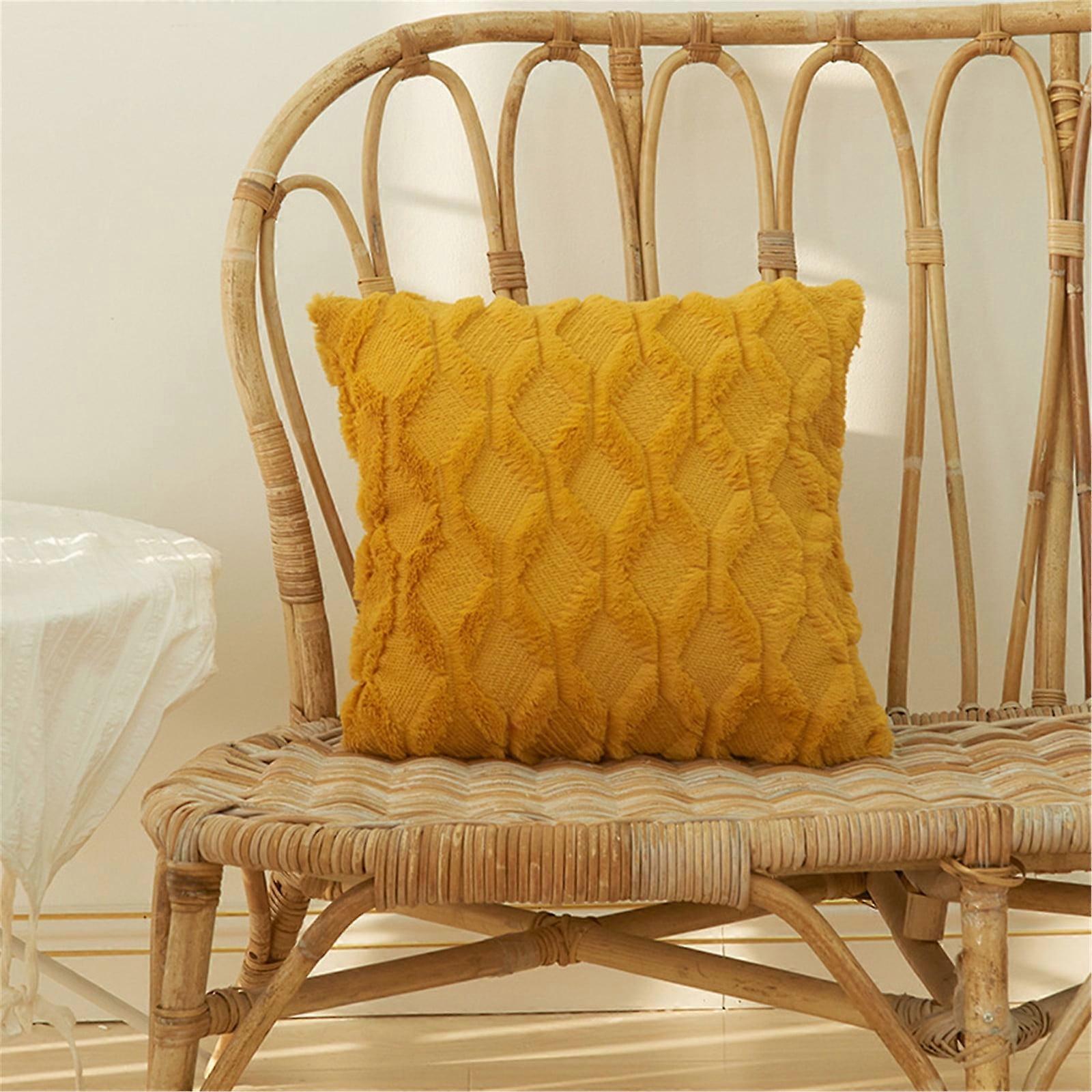 Plush Pillow Cover Deluxe Decorative Plush Pillow Case Cushion Shell for Sofa