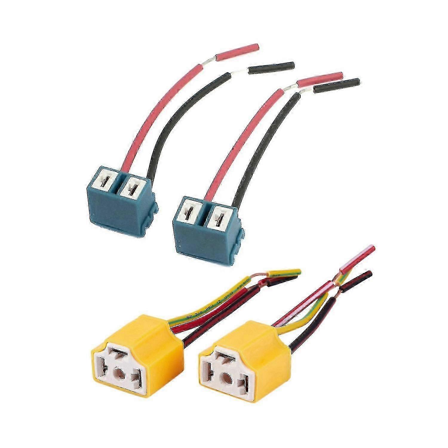 2pcs Angled Socket H7 Ceramic Extention Headlight Lamp Connector Wirings Harness 2pcs H4 9003 Hb2