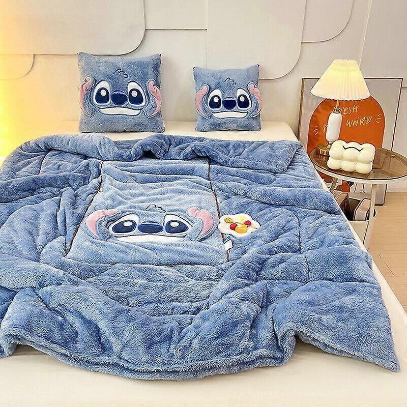 Stitch 2 in 1 blanket pillow - soft throw winter blanket, lilo and stitch gift&&