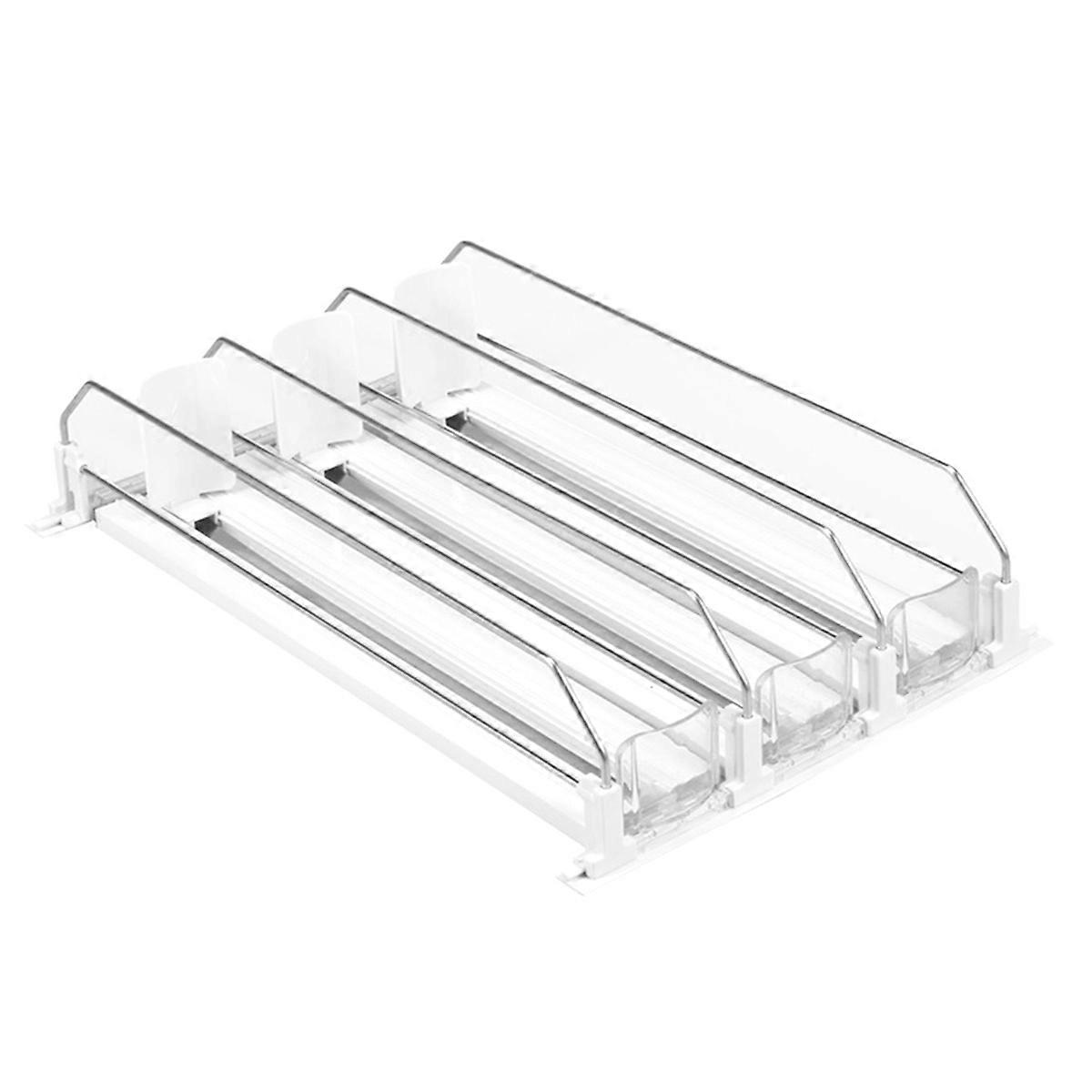 Canned Beverage Push Rack Drink Organizer Dispenser Spring Push Adjustable Width Storage Shelf E-Shaped 410mm 4 Rows B