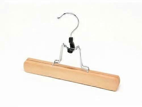 Natural and Chrome Clamp Style Pant and Skirt Hangers, Set of 10 for Clothes Storage