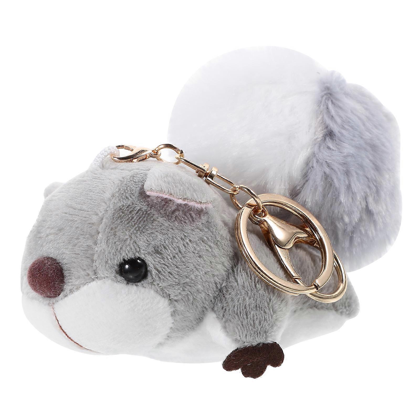 Plush Squirrel Key Ring Hanging Pendant Key Finder For Colleagues Women With Beautiful Grey Color 1Set