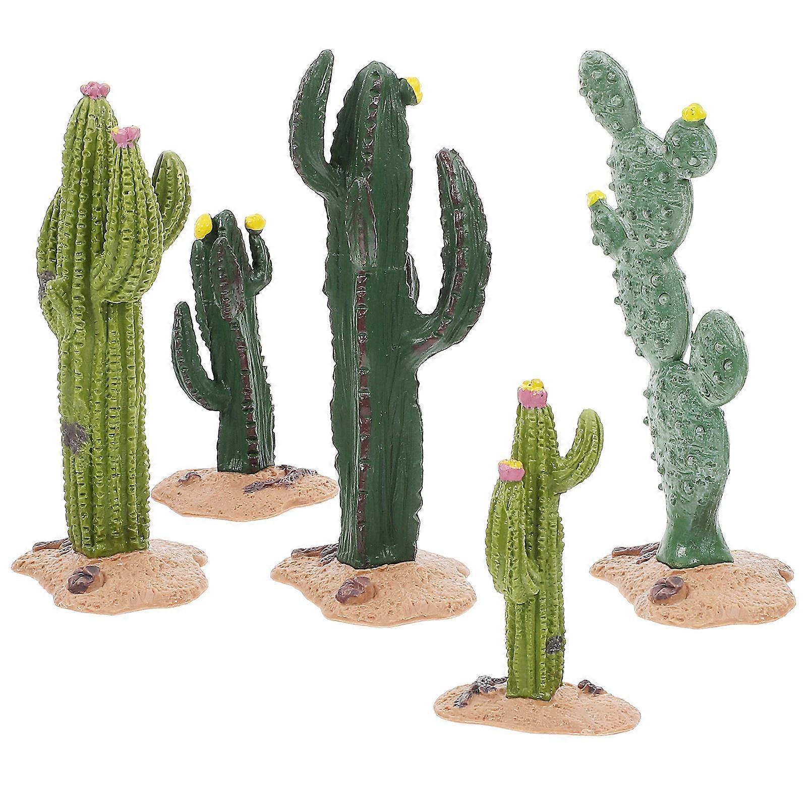 Mini Cactus Model for Decor Use with 5Pcs Artificial Plastic Ornaments