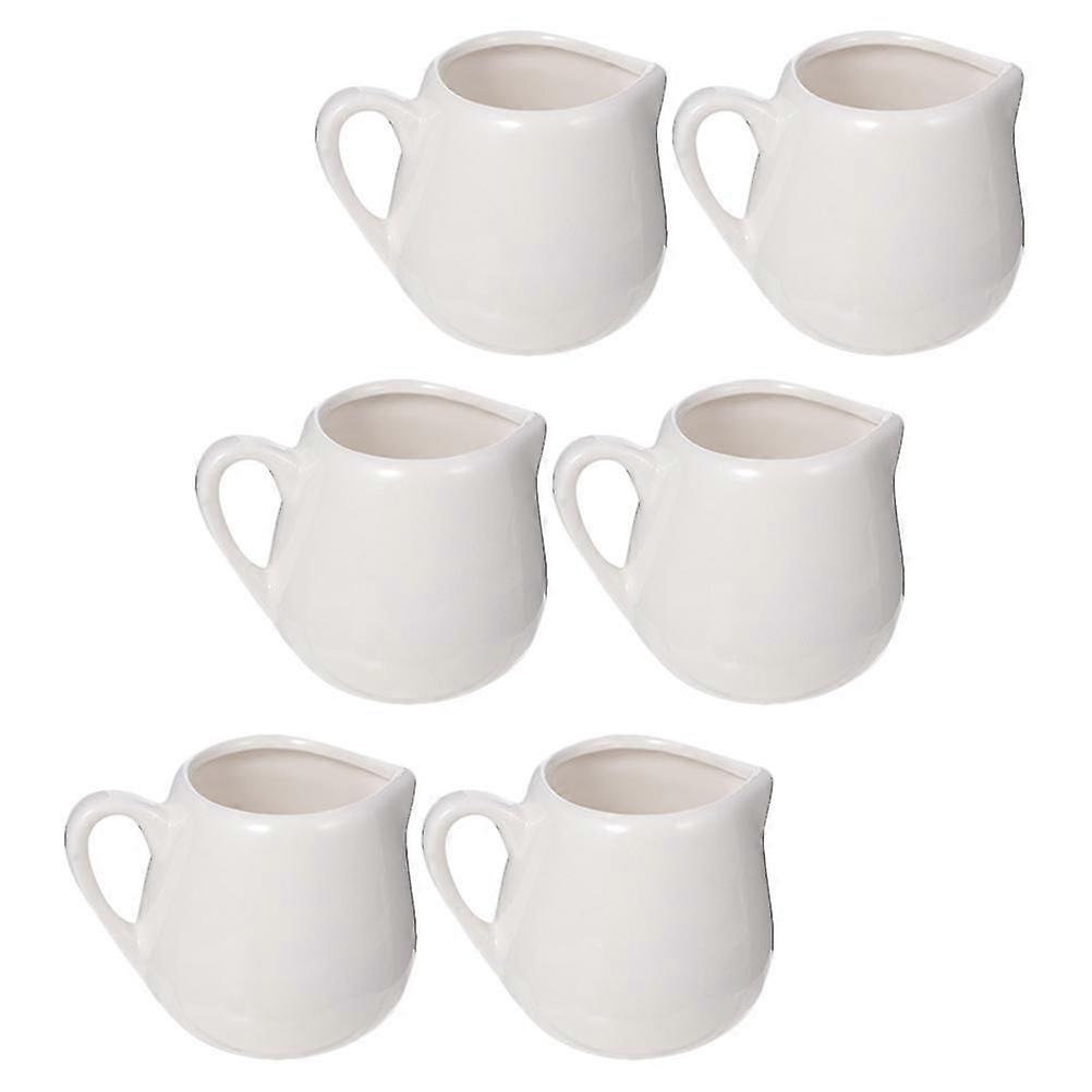 Small Sauce Jugs 6Pcs White Ceramic Sauce Dispensing Containers For General Users Simple Style