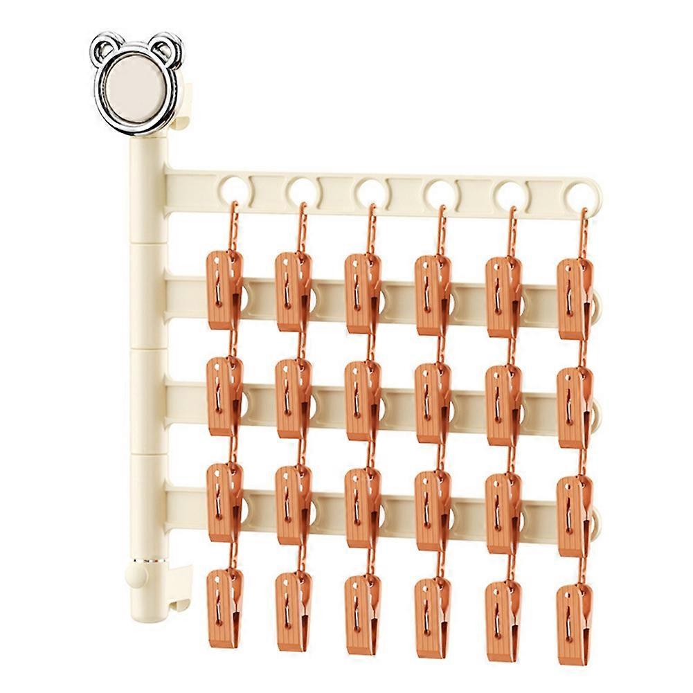 Multi-Functional Drying Rack Socks Underwear Laundry Storage Multi-Clip Wall-Mounted Artifact Balcony Folding Rack A