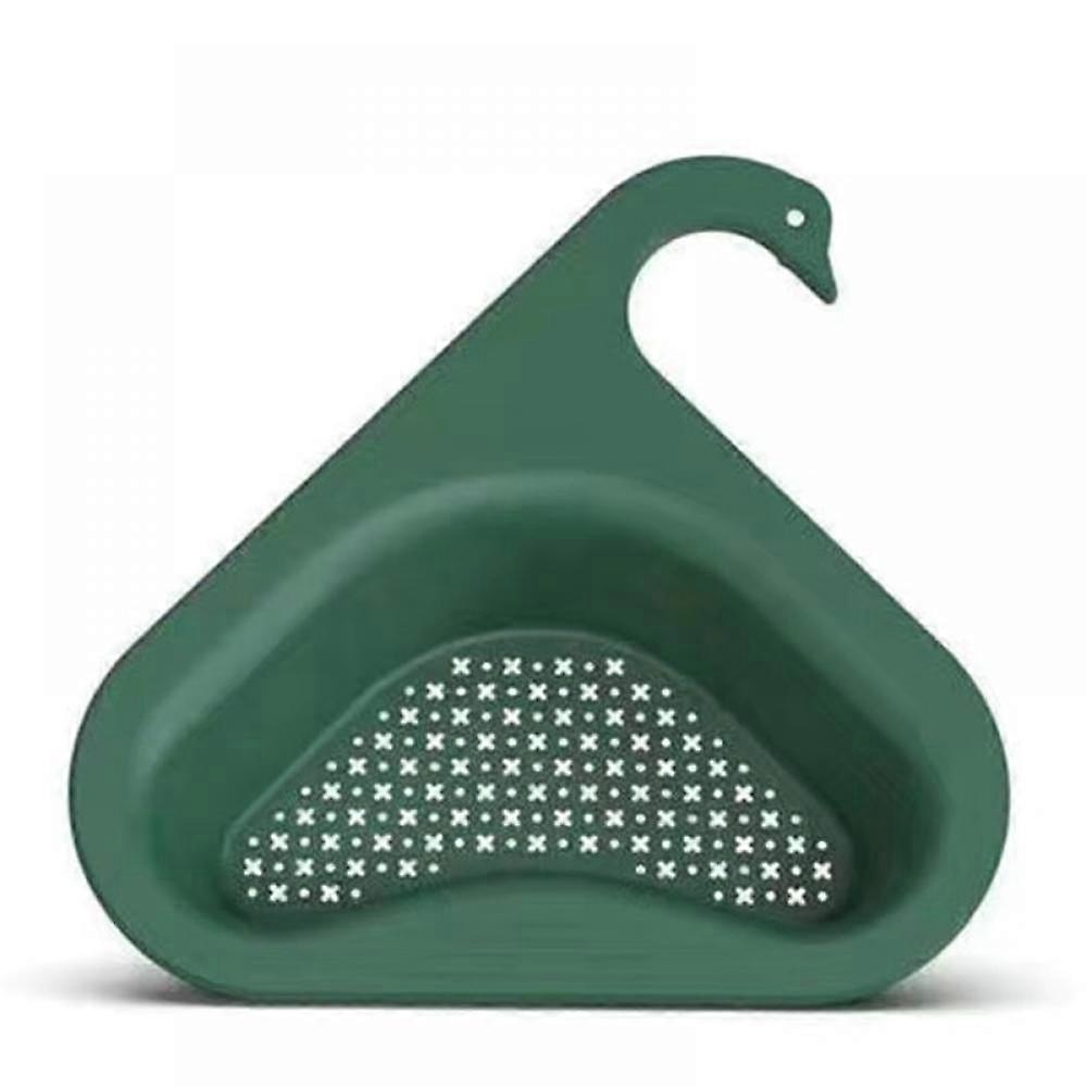 Swan Drain Basket Sink, Kitchen Triangle Filter, Corner Strainer Basket, Multi-function Drain Rack for All Sinks (2 pc, Green)