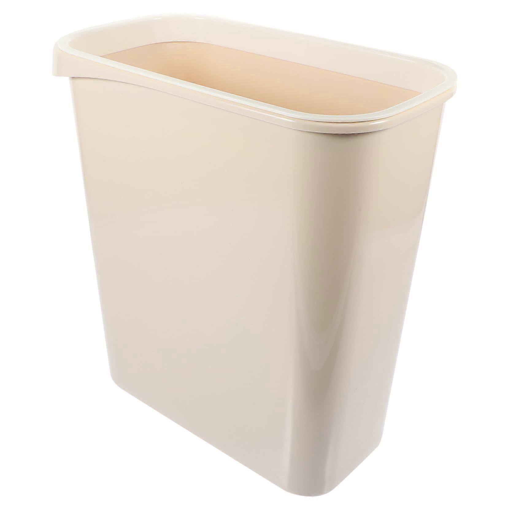 Trash Can with Pressing Ring for Narrow Kitchen Space Bathroom Office Rectangular Indoor Bin