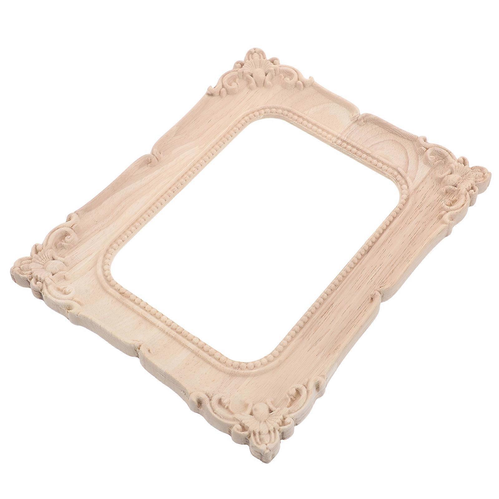 Wood Picture Frame Rustic for Wall Decor Light Brown Carved Design