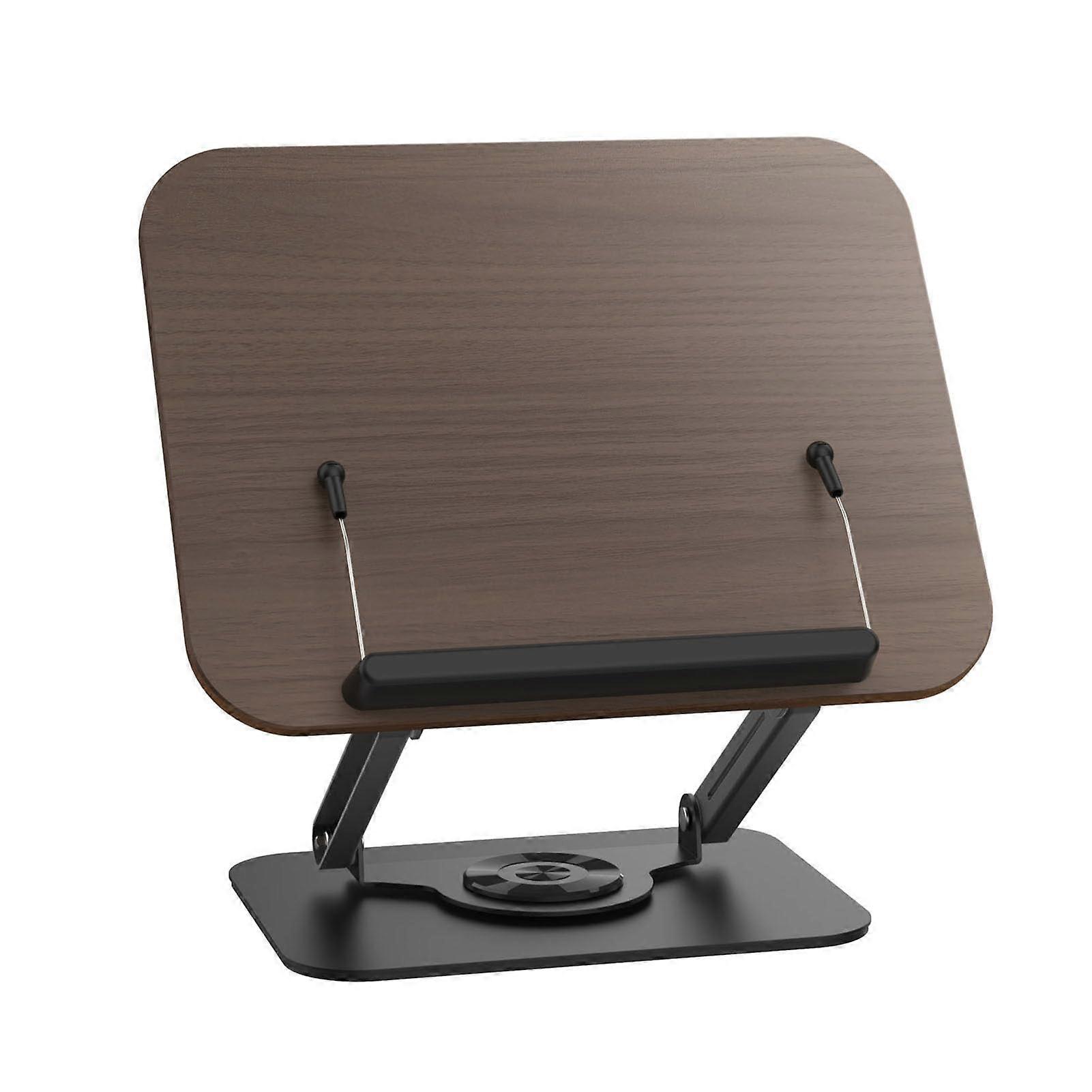 Adjustable Book Stand with 360° Swivel Base, Foldable Cookbook Holder for Reading and Recipes (Black)