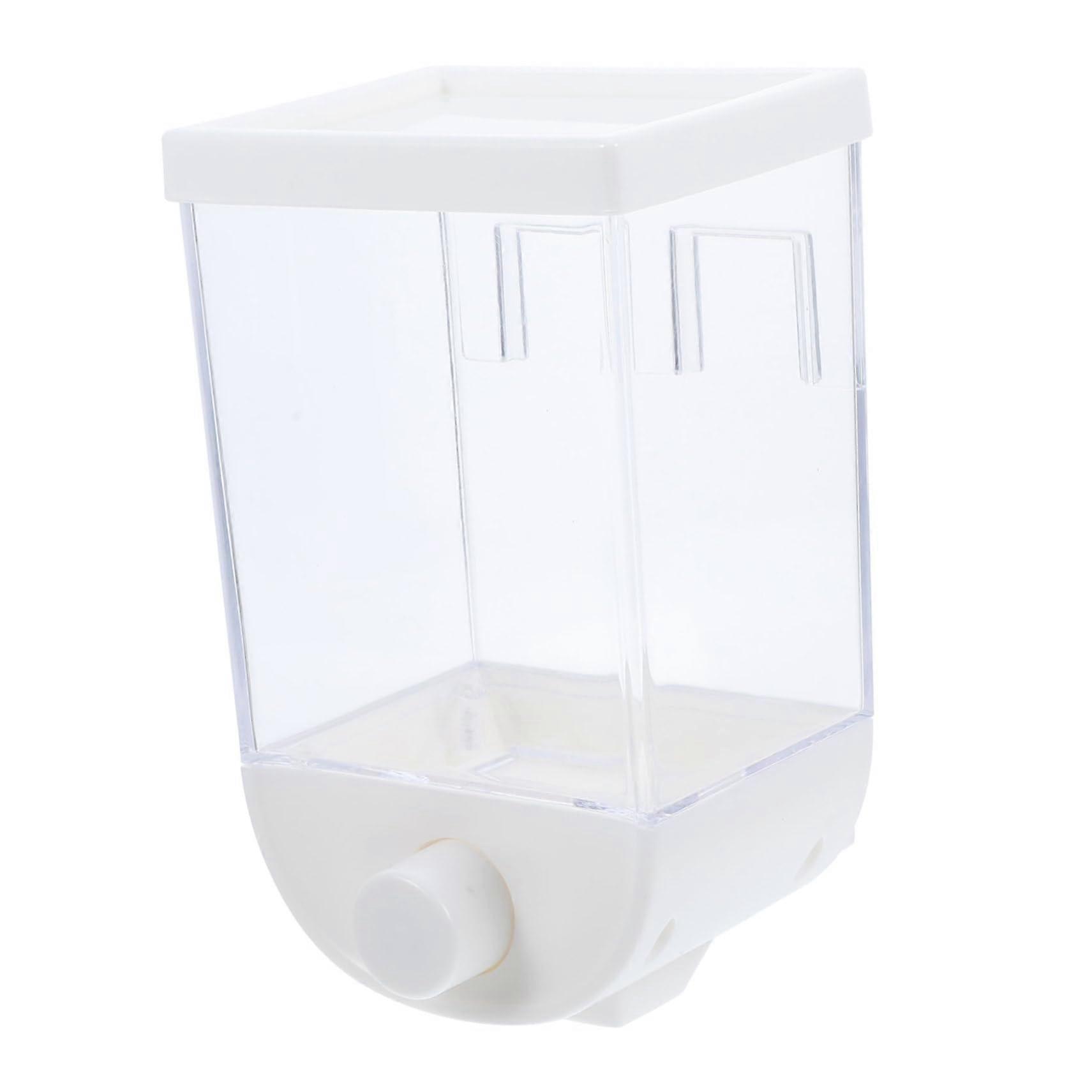 Kitchen Grain Storage Container with MoistureProof Sealed Lid, Wall Mounted Cereal Dispenser, White
