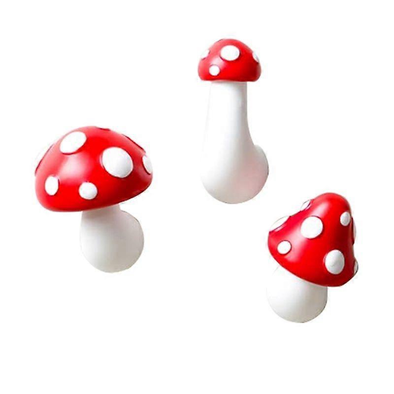 3Pc Mushroom Refrigerator Magnets Decorative, Kitchen Magnets Red