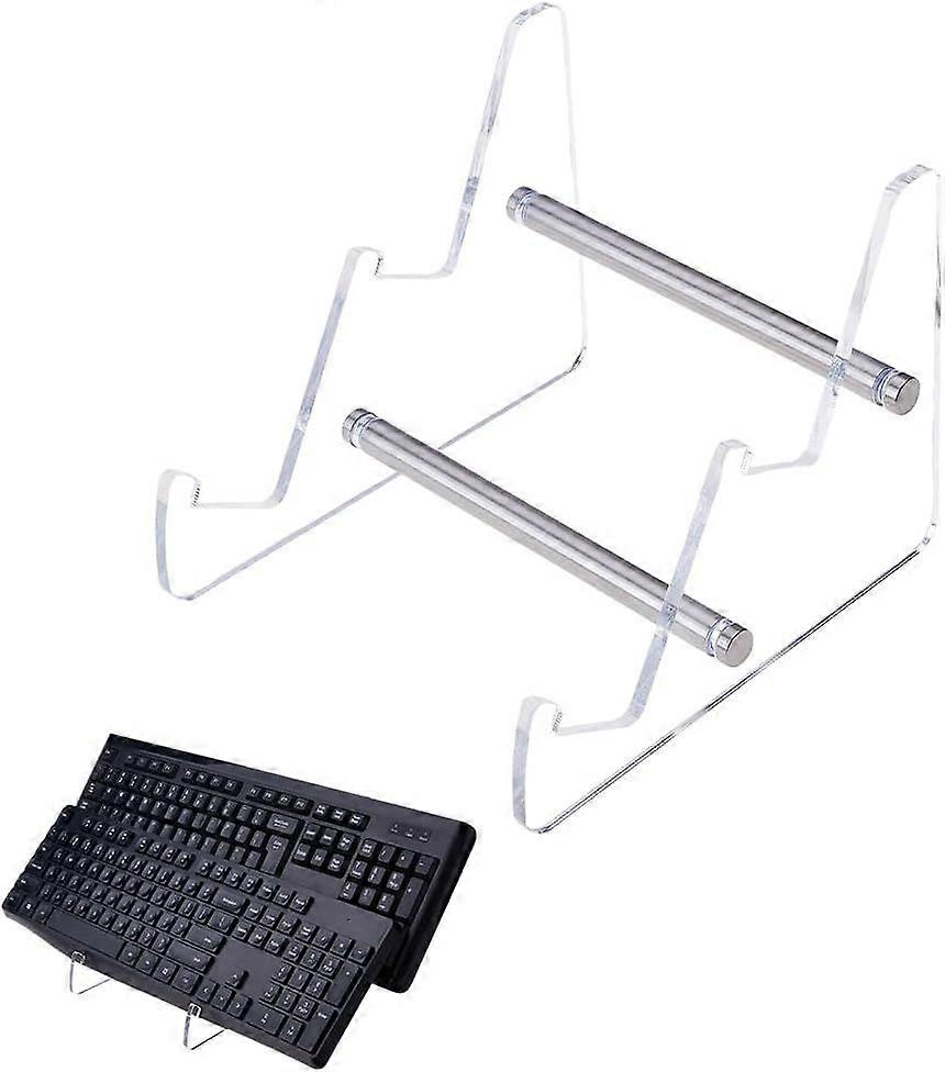 2-Tier Acrylic Keyboard Display Stands Clear Mechanical Keyboard Holder 16.4x17.5x13.3cm Keyboards Storage Stand for Computer Tablet Holds up to 2 Key