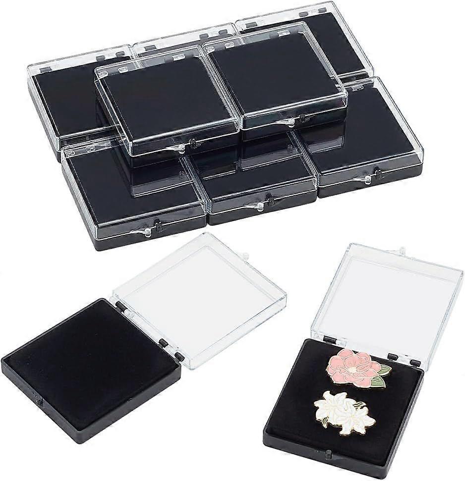 10Pcs Clear Badge Display Box 2.36x2.77x0.75 inch Plastic Badge Cases Brooch Collection Display Case Mini Jewelry Box Container for Badge Pin Brooch D