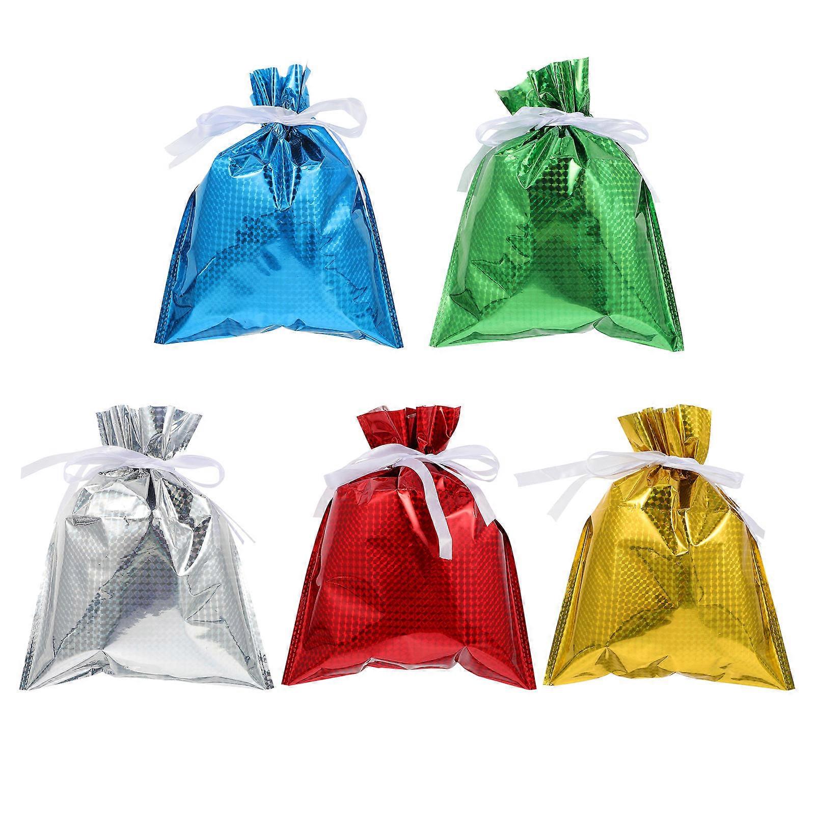 Red Drawstring Pouches Candy Storage Daily Uses Rectangular Shape 5Pcs