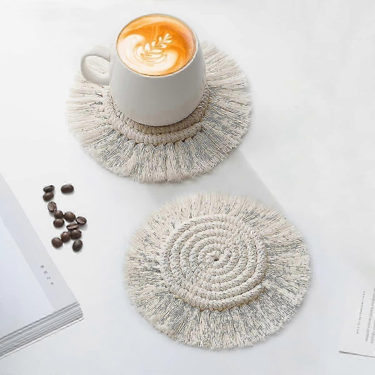 Coasters for Drinks Absorbent Woven Coasters Set Handmade Macrame